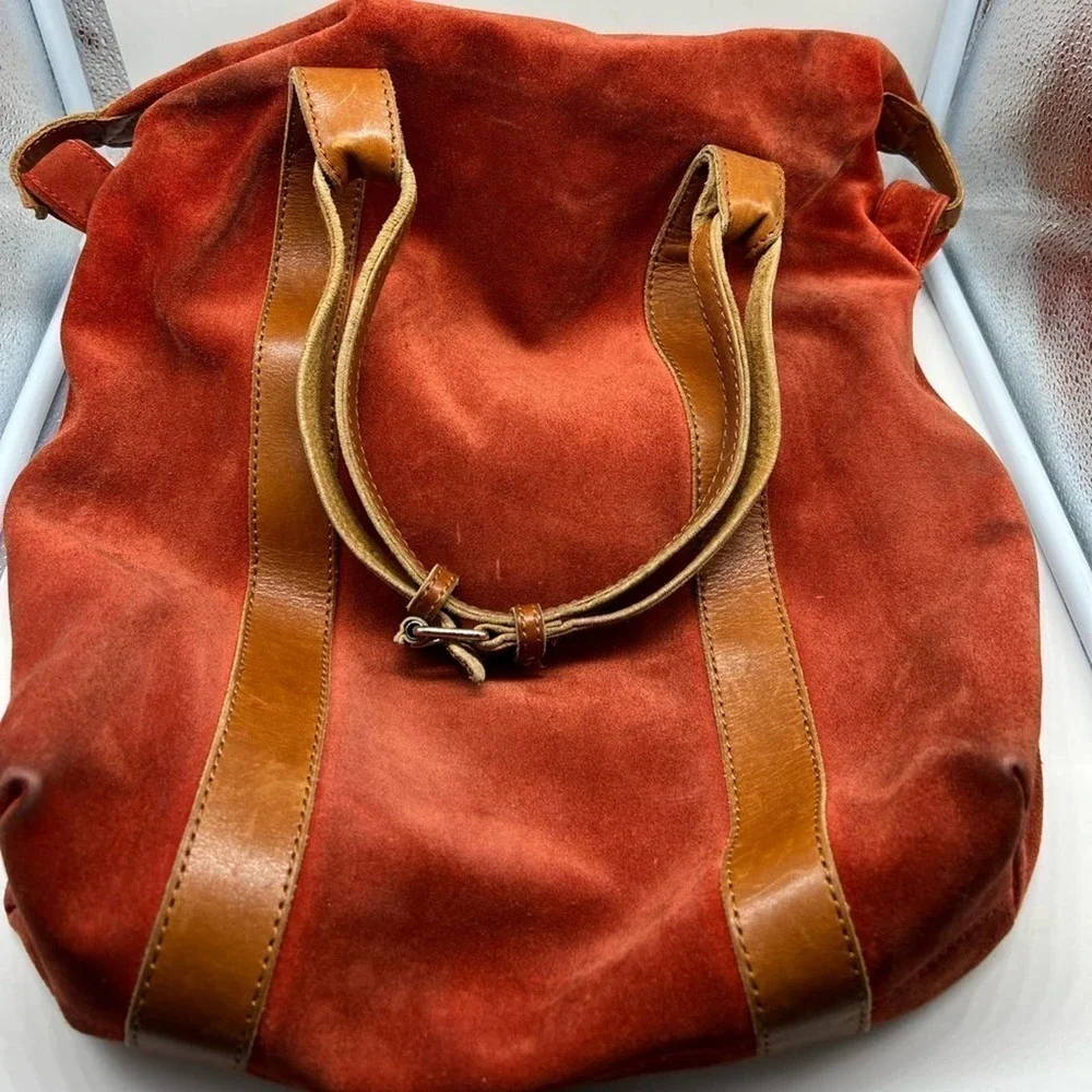 3.1 PHILLIP LIM red suede and brown leather hobo bag